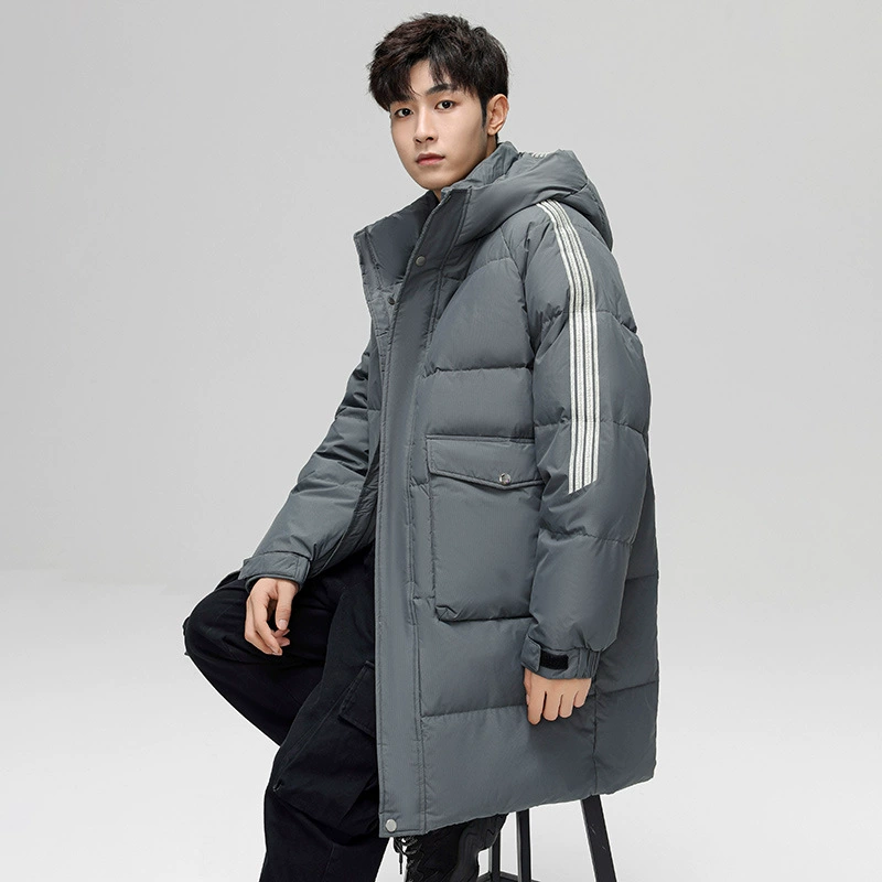 Высокое качество мужской средней длиной модный пуховик молодой человек дикий теплый толстый мужской пиджак может быть открыт