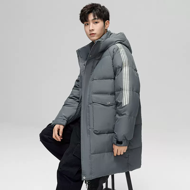 高品质男士中长款时尚羽绒服男青年百搭保暖加厚款男外套可二开