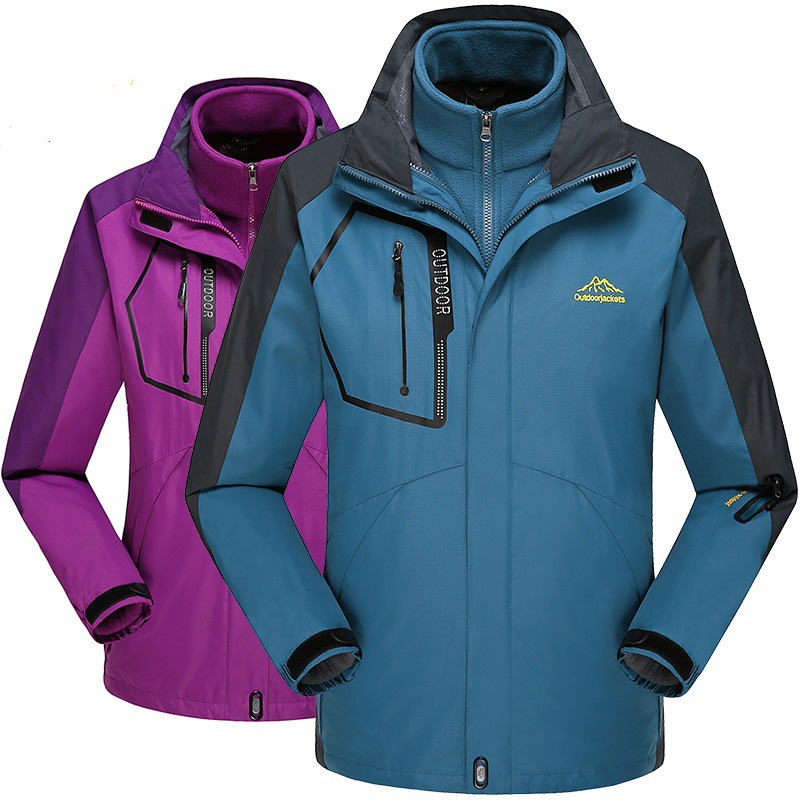 Al Aire Libre otoño e invierno marca de moda chaqueta hombres y mujeres tres en uno desmontable de dos piezas forro polar traje de Montañismo al por mayor
