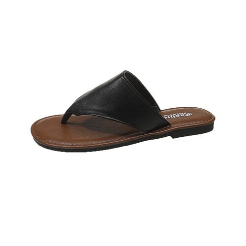 Fashionable Outdoor Simple Flip-Flops Women's 2025 Summer Flat Sandals Niche Retro Elegant Thong Slippers
