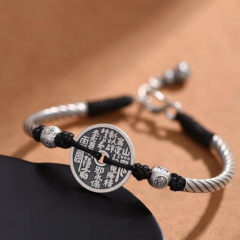 Blue Bamboo Bracelet for Water Mountain Ghost Spending Money for Men and Women Retro Guofeng Bagua Brand Copper Woven Hand Rope Blue Bamboo Bracelet for Water Mountain Ghost Spending Money for Men and Women Retro Guofeng Bagua Brand Copper Woven Hand Rope
