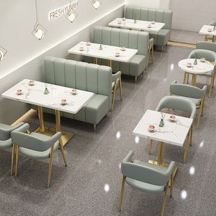Modern Simple Internet Celebrity Cafe Catering Snacks Hamburg Dessert Milk Tea Shop Wall Card Holder Sofa Table and Chair Combination