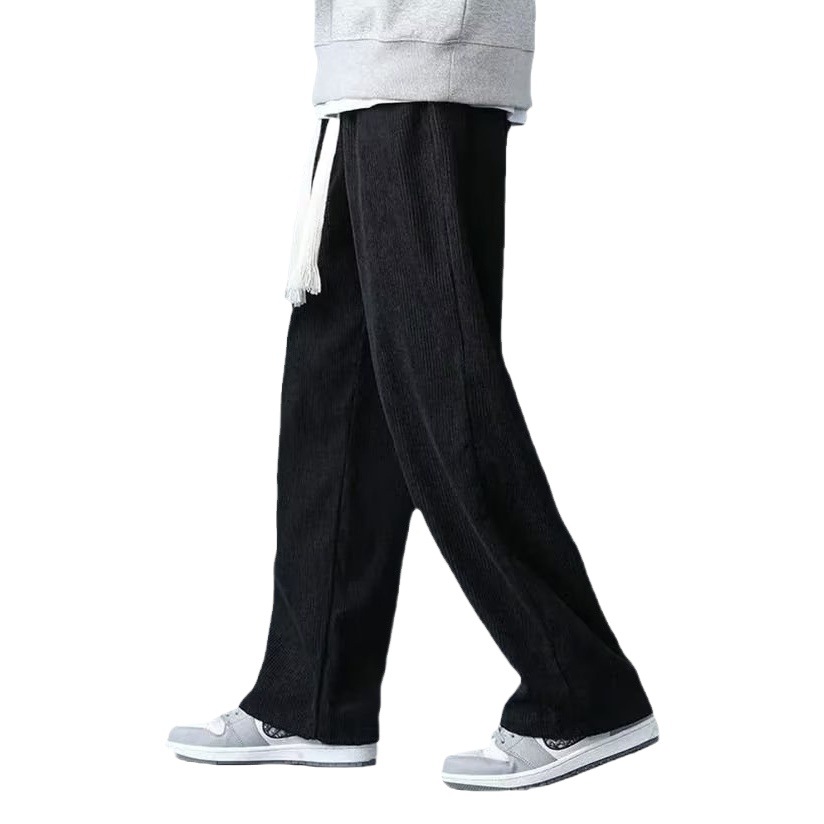 Pantalones de los hombres de primavera y otoño sueltos rectos de pana nueva marca de moda drapeado fregona tobillo-atado estiramiento pantalones deportivos casuales