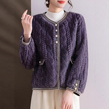 皮毛一体短外套女秋冬新款小香风水貂毛气质百搭小个子轻奢外套