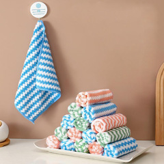 Coral Fleece Cleaning Cloth with Overlocked Wave Pattern, Kitchen Absorbent, Cationic, Thickened Dishwashing & Scrubbing Sponge—Factory Wholesale