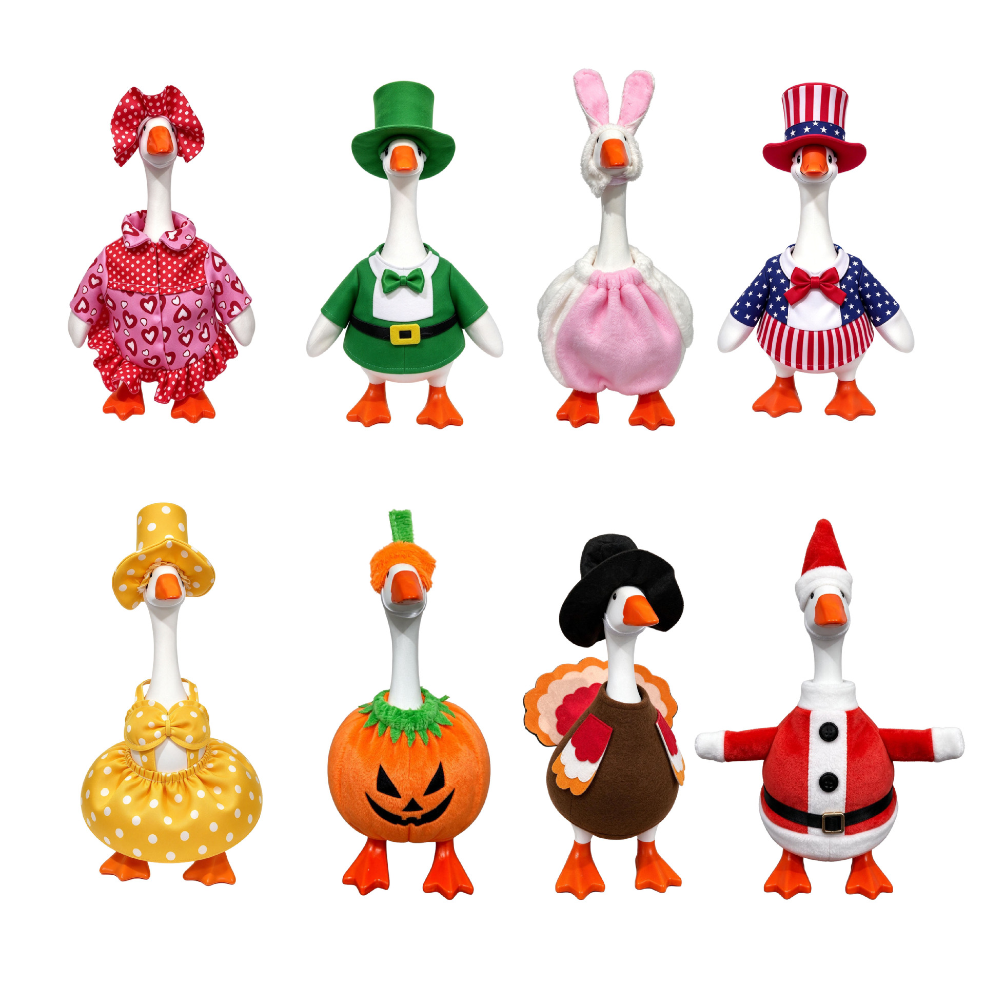 7-Inch Miniature Porch Goose Multi-Holiday 8-Piece Wardrobe Pack