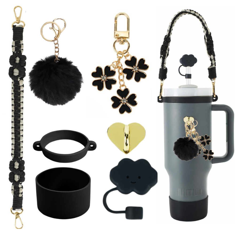 Amazon taza de calor cuentas brazalete llavero botella de agua colgante margarita gorra de paja flor colgante taza cubierta