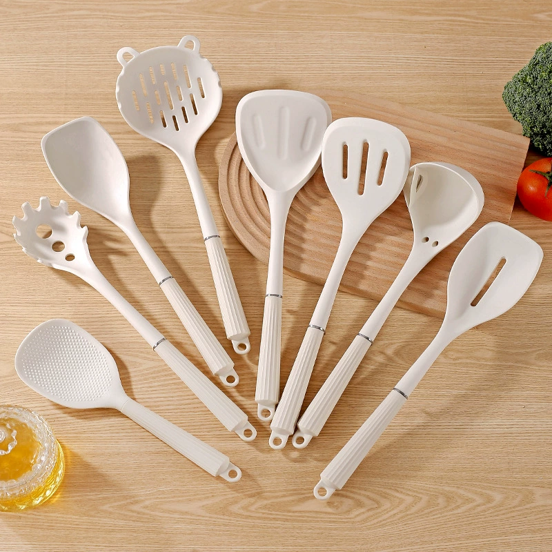 2025 new product silicone handle silicone kitchenware set non-stick pot cooking shovel household spatula soup spoon rice spoon
