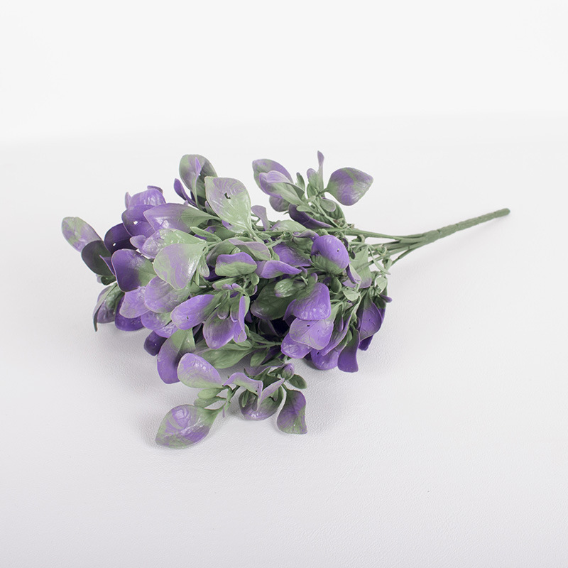 Plantas verdes falsas, decoración de paredes, hojas de plantas de simulación, arreglos florales de pared de fondo, 7 cabezas, lavanda de perilla