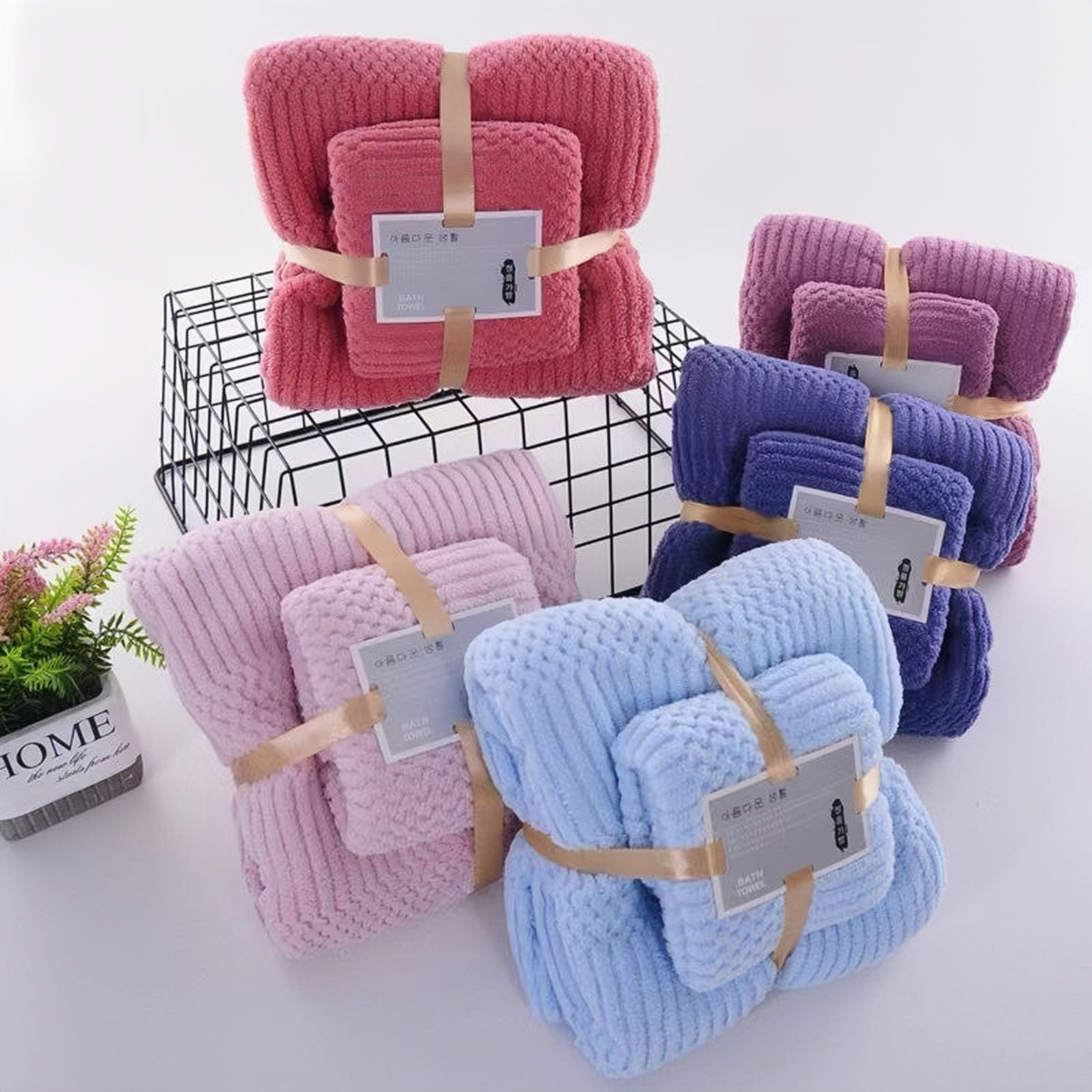 Toalla de coral de peluche de borde conjunto de toalla de baño de color sólido suave absorción de agua toalla de playa material ecológico para el hogar diario