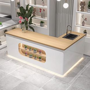 Simple Modern Bar Milk Tea Front Desk Coffee Shop Cashier Reception Flower Shop Work Desk Fruit Cutting Fruit Shop Reception Desk