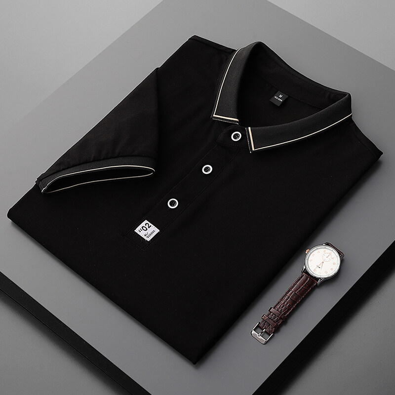 Polo de algodón de manga corta para hombre, estilo coreano, con solapa, color liso, camiseta informal de negocios, camisa base fina de media manga.