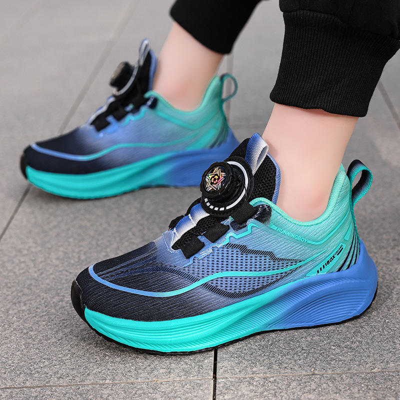 Zapatos de botón para niños, zapatos de corrida profesionales de carbono para estudiantes, redes transpirables, nuevos zapatos de entrenamiento para niños y niñas