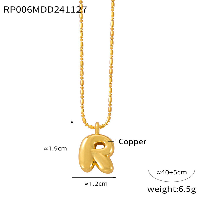 A Niche And Personalized Titanium Steel Lock Chain With 26 English Letters, Balloon Design, And Copper Pendant Necklace_voghion.com