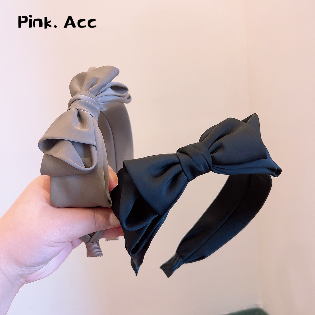 韓國！設計款側邊立體花苞蝴蝶結高質感綢緞氣質發卡頭箍百搭減齡