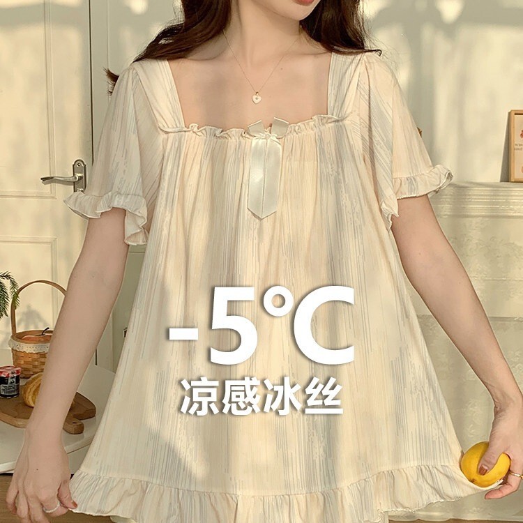 Plus Size Pajamas for Women in Summer, Sweet Princess Style, Ice Silk Short-Sleeved, Thin and Loose Fit for Fat Girls, Summer 100kg Loungewear Plus Size Pajamas for Women in Summer, Sweet Princess Style, Ice Silk Short-Sleeved, Thin and Loose Fit for Fat Girls, Summer 100kg Loungewear