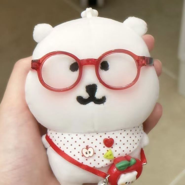 超かわいい赤ちゃんの自虐的なクマの赤いドット三角スカーフ装飾アップル猫クロスボディアクセサリー 13 センチメートル綿人形アクセサリー|undefined