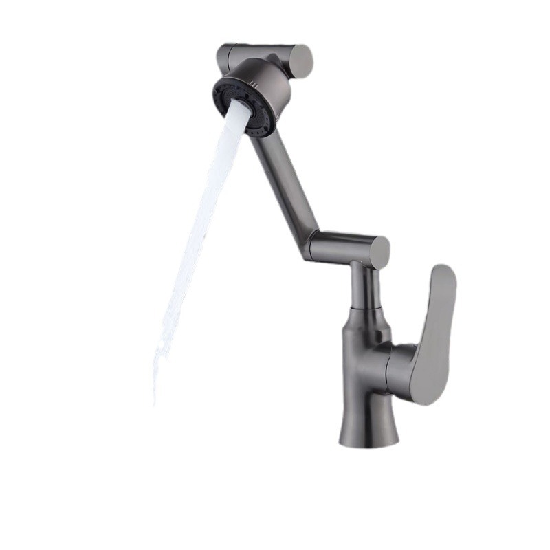 Grifo de acero inoxidable, grifo de brazo robótico, lavabo de cocina para el hogar, salida de agua de cuatro velocidades, grifo de agua caliente y fría giratoria universal