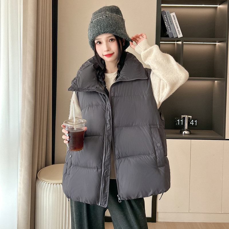 2025 comercio exterior nuevo chaleco de algodón de pluma grande chaleco suelto chaqueta de hombro de moda moda chaleco de moda universal