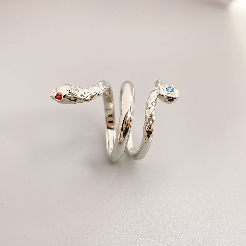 Fashion Snake Copper Inlay Artificial Gemstones Rings 1 Piece