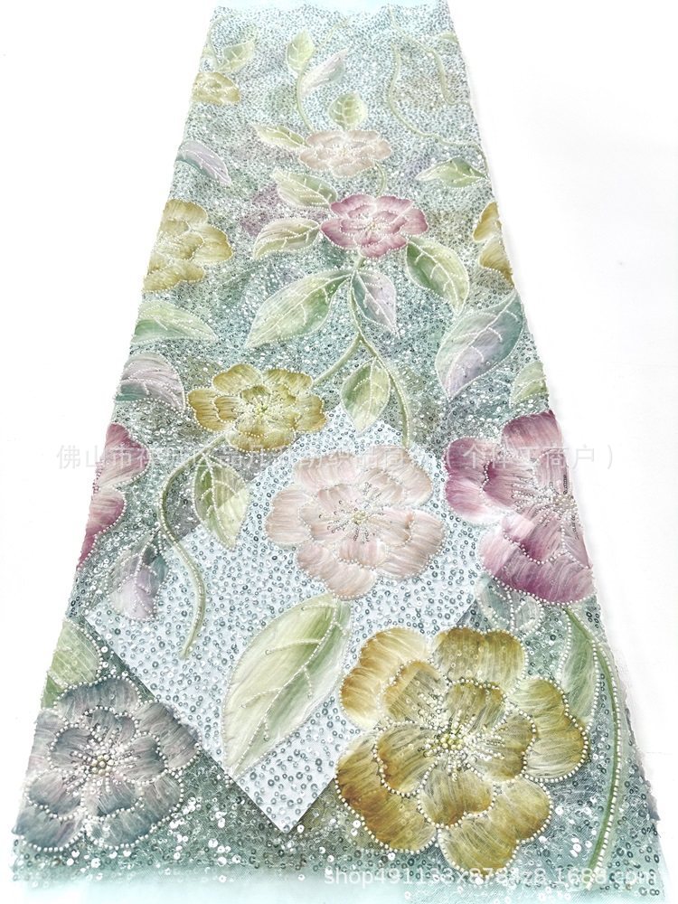 Francés Gaoding lujo ligero pequeño vestido de boda fresco cena vestido de moda tela de flores bordado image 13