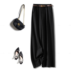 Nanyou Autumn New High waist loose slimming Hong Kong style wide leg pants European versatile temperament commuter casual pants for women