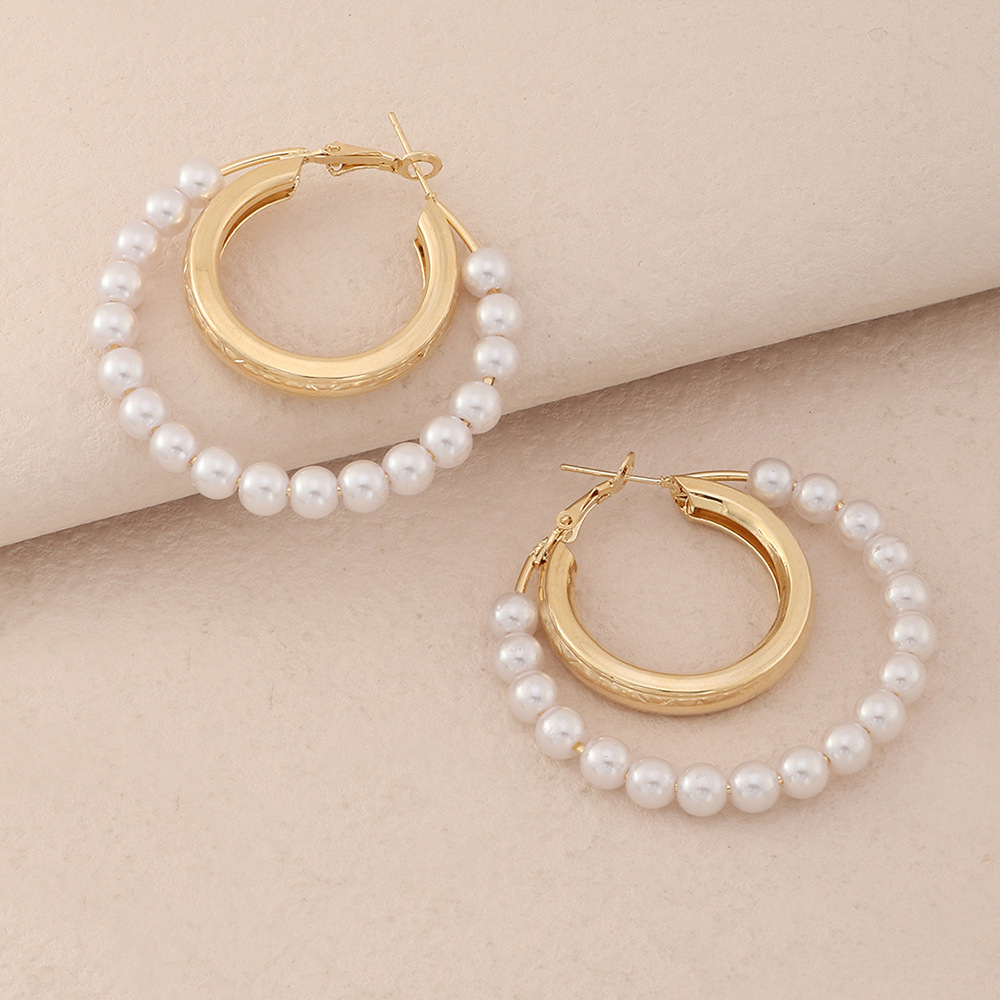 Fashion Alloy Pearl Circle Earrings Simple Sweet Womenu0027s Jewelry