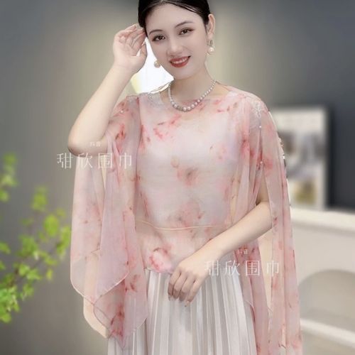 【繁花系列】气质优雅夏季宽松显瘦蝙蝠袖披肩度假拍照甜欣围巾潮