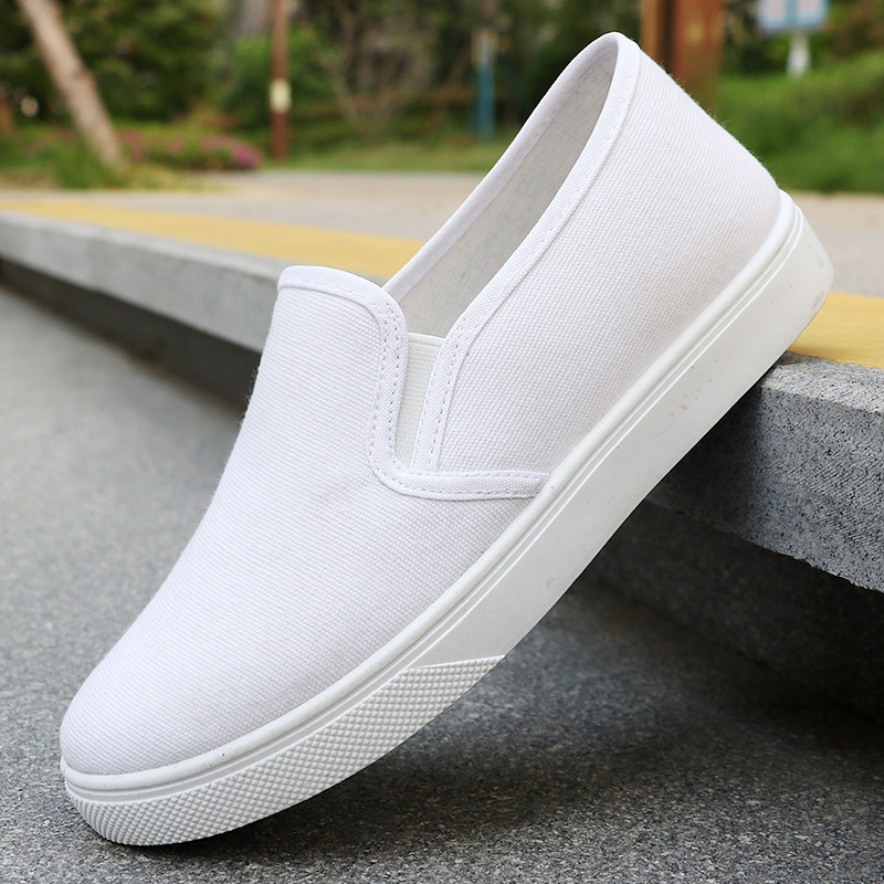 Summer White Shoes for Men and Women, Suitable for Work, Non-Slip Flat-Soled Slip-On Nurse Shoes, Pure White and Black Summer White Shoes for Men and Women, Suitable for Work, Non-Slip Flat-Soled Slip-On Nurse Shoes, Pure White and Black