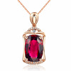 Golden tourmaline ruby pendant, trend gemstone, necklace, Korean style, 18 carat, pink gold