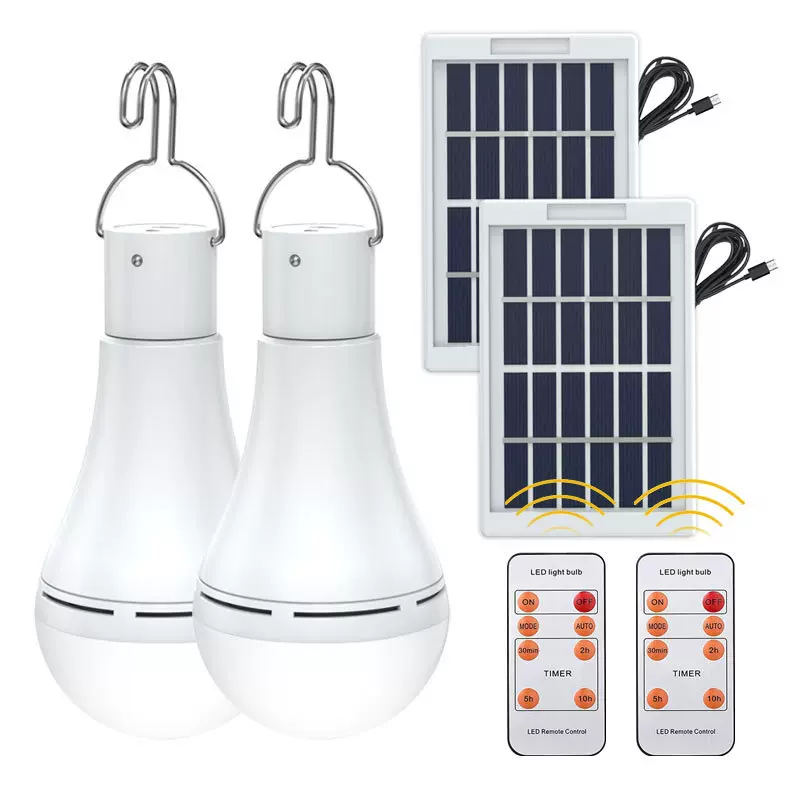 9W太阳能充电灯泡3挡调光USB充电带可调光定时夜灯家用应急照明灯