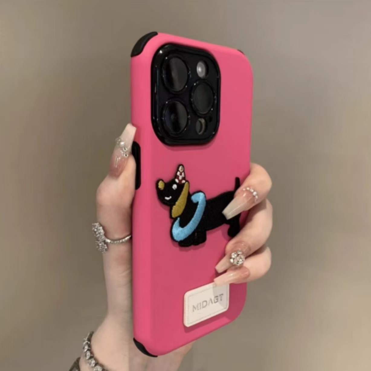 Collar bordado rojo pequeño perro negro-dos en uno eq