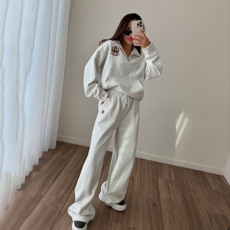 刺绣勋章运动卫衣套装女秋冬季宽松舒适休闲潮流时尚居家慵懒百搭|undefined
