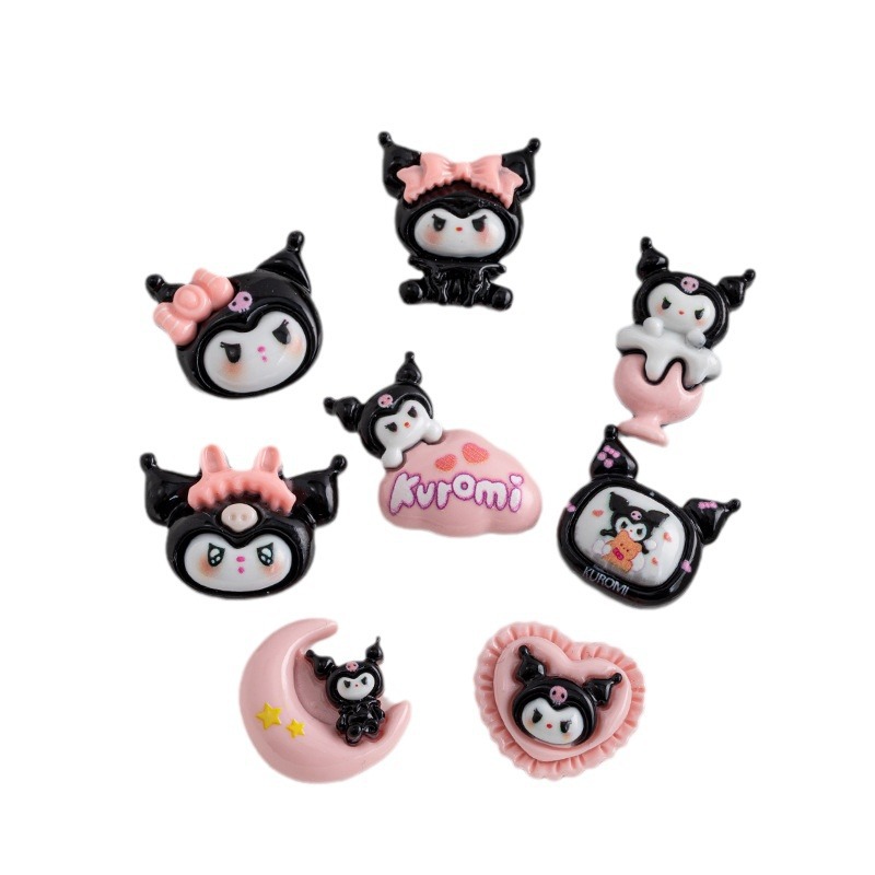 Dibujos Animados sanliou coolomi negro púrpura serie accesorios de resina DIY crema pegamento caja del teléfono accesorios para el cabello material hecho a mano