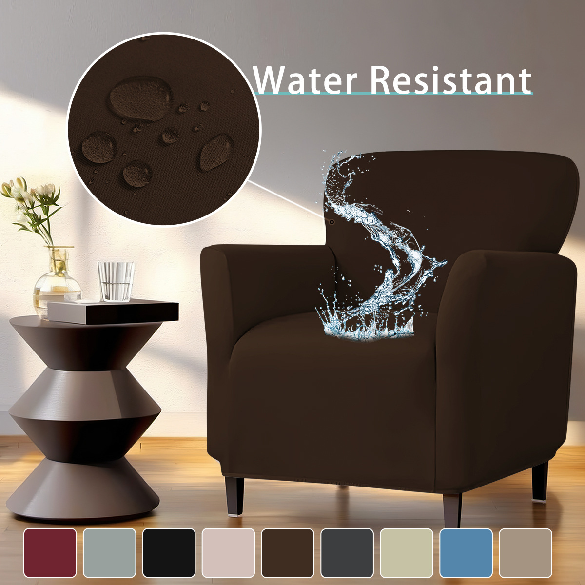 SHEIN en stock sofá cubierta impermeable de seda de leche pequeña cubierta de sofá elástica de color sólido cubierta de sofá de una sola persona