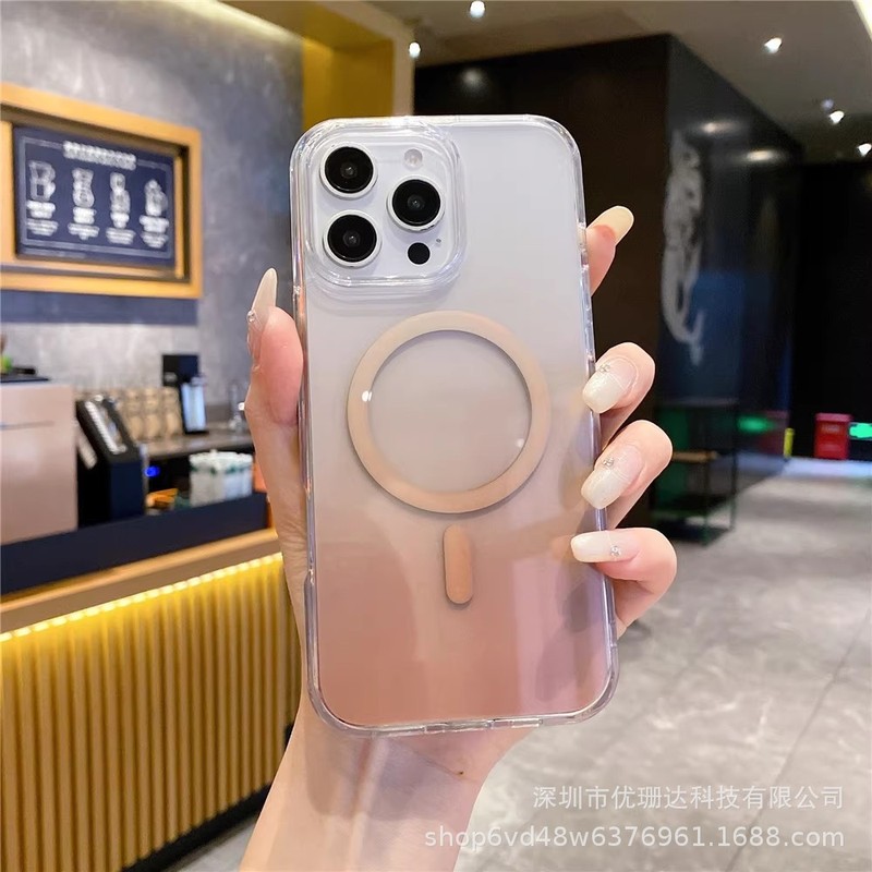 适用iPhone17promax炫彩渐变透明磁吸手机壳高级感苹果16防摔护套|undefined