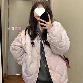 羽绒棉服女冬季2024小个子菱格夹棉外套超好看oversize棉衣棉袄潮