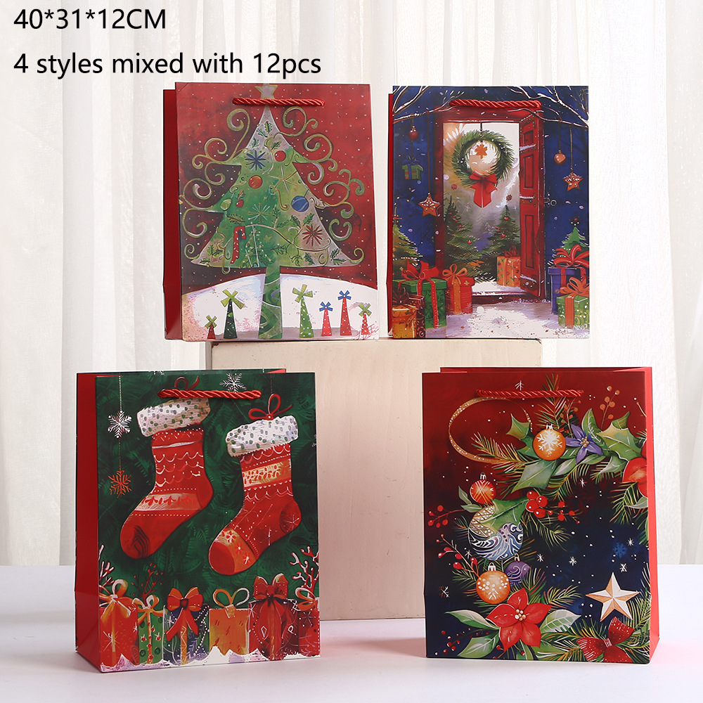 亚马逊新款圣诞节手提袋生日派对糖果伴手礼包装纸袋商场购物袋