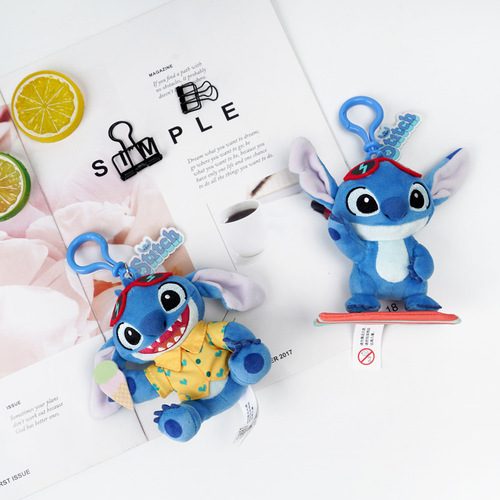Official Disney Bear Plush Toy, Strawberry Bear Figure Keychain, Stitch Fleece Toy Backpack Hook Decor, Bag Hook Ornament