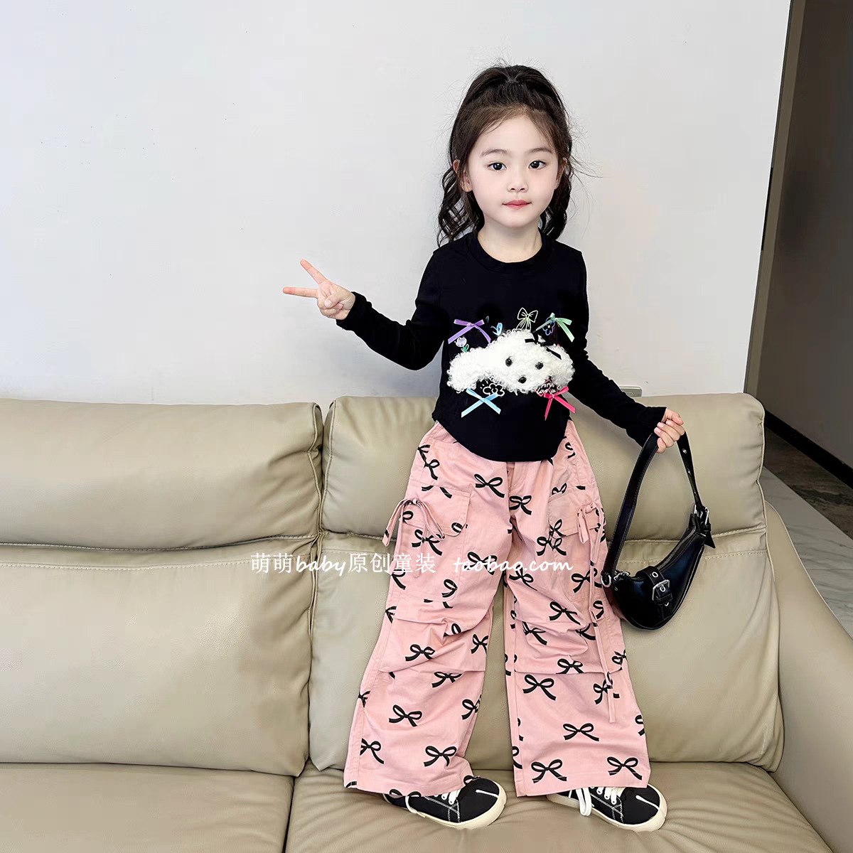 2025 New Style Girls' Autumn Outfit Set: Stylish and Casual Cargo Pants for Spring and Autumn - Two-Piece Set for Little Girls