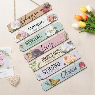 Cross-Border Wall Decoration Wooden Hanging Sign Danhua Wood English Quotes Door Hanging Inspirational Wall Art Bedroom Decoration