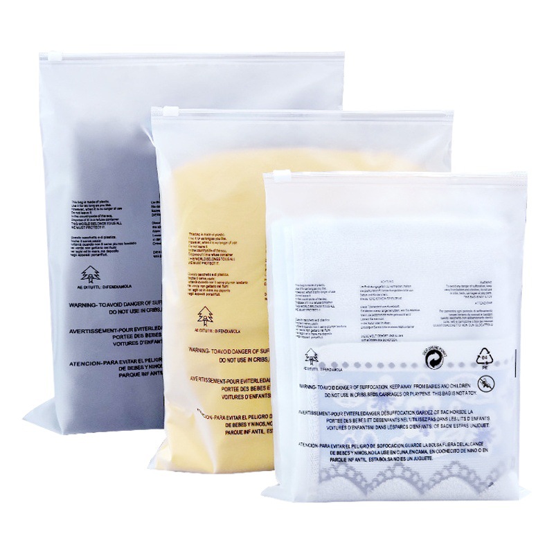 Bolsa de cremallera de ropa esmerilado bolsa de embalaje de advertencia ropa bolsa ziplock bolsa de plástico transparente universal embalaje transfronterizo
