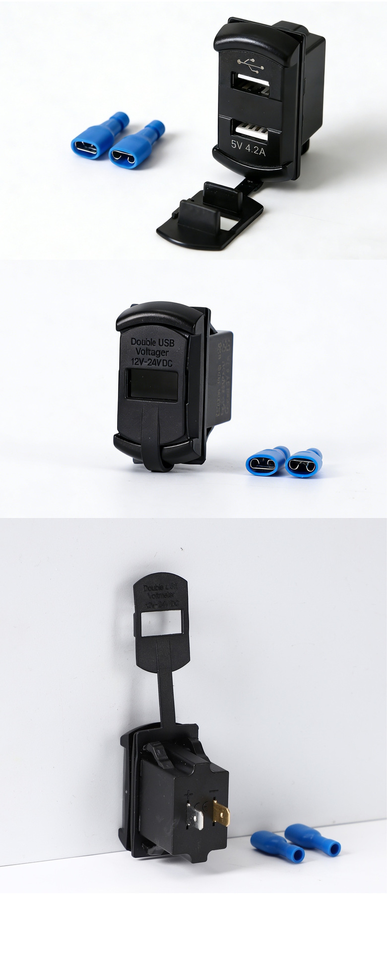 Switch-Type Car Charger Dual USB 4.2A with Voltage Display Car Charger Car-Mounted Mobile Phone Charger