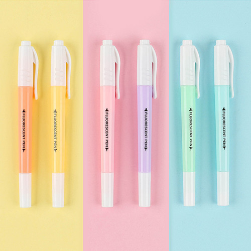 New Year's fluorescent double-headed 6-color set fluorescent marker pen student exam review key marker pen oblique head graffiti