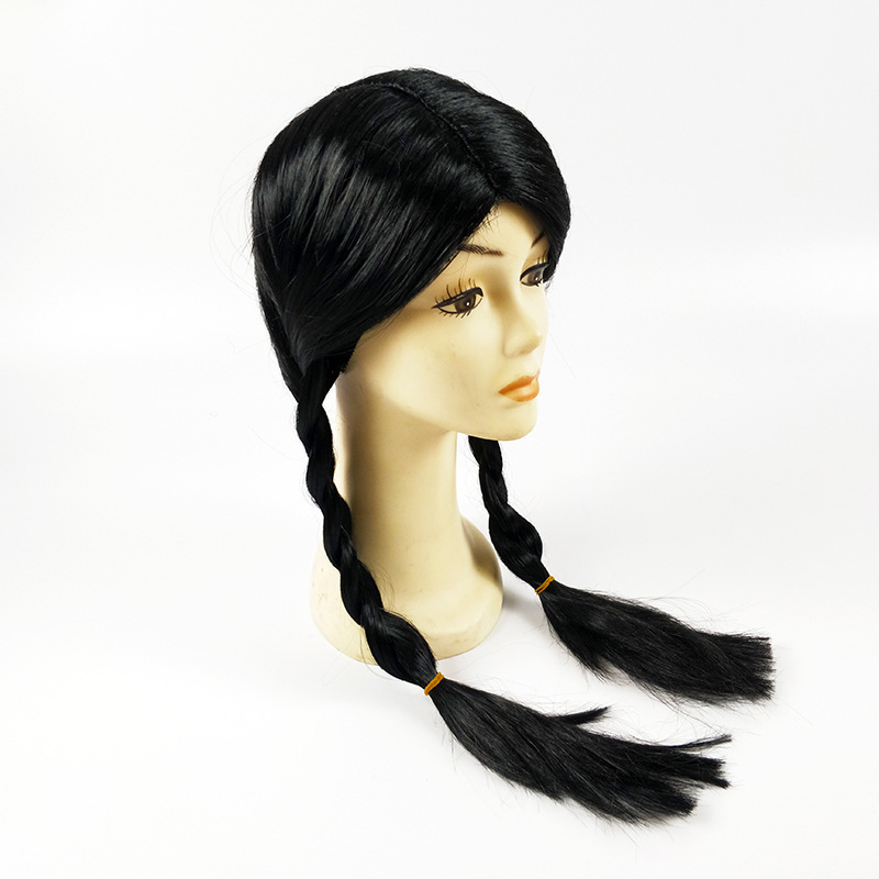 Adams Family Animated double ponytail braid cos anime wig