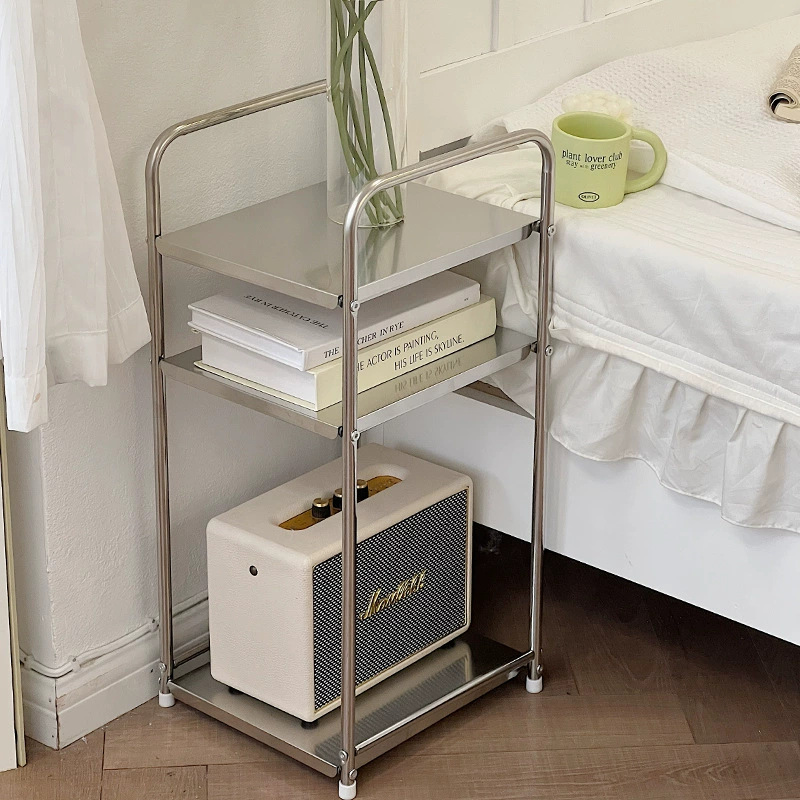 Stainless Steel Storage Rack Floor-Standing Bathroom Storage Rack Kitchen Toilet Bathroom Washbasin Rack Ins Mid-Century Style