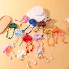 可爱公仔毛线针织绑带迷你帽子diy掌门狗玩偶装扮编织头套帽子批