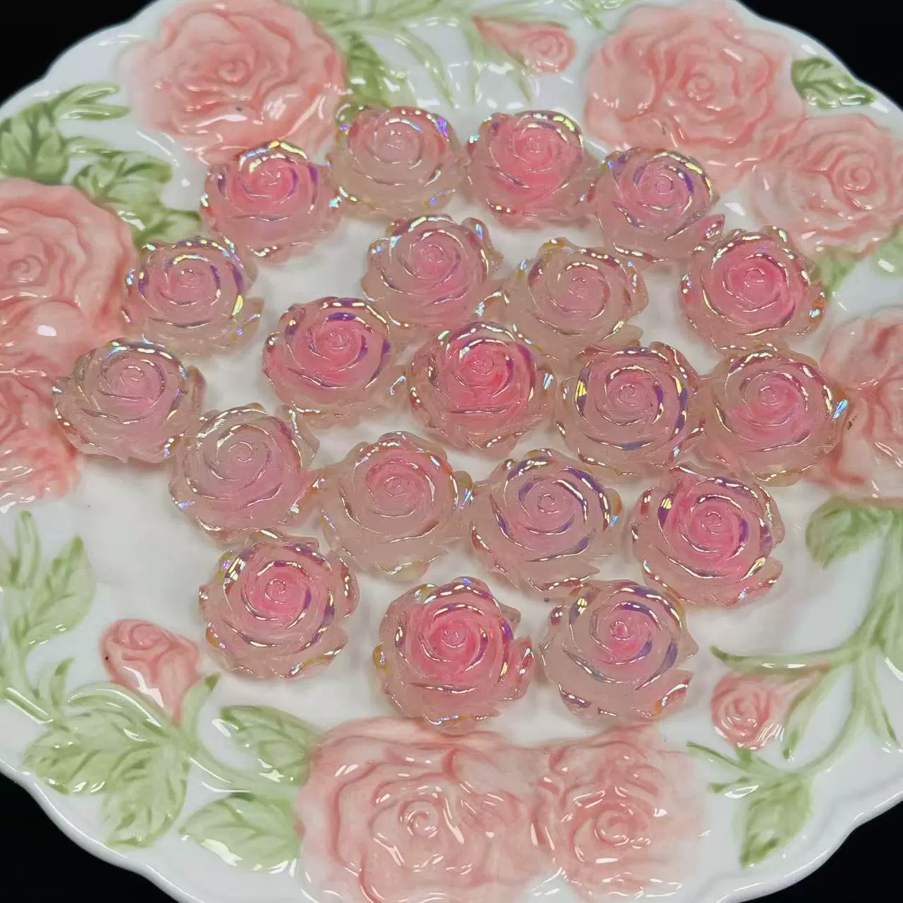 Mabeca 30 small round rose glitter resin accessories diy mobile phone case live broadcast room blind bag accessories