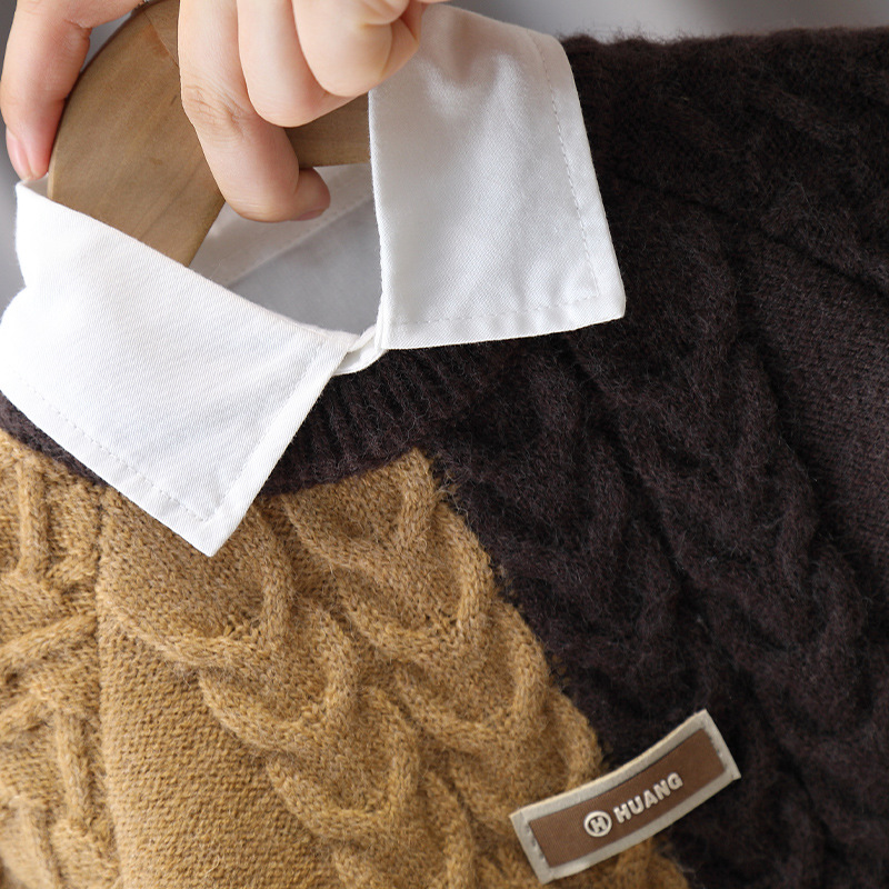 6513 suéter a juego de colores para niños 2025 nueva ropa de otoño e invierno ropa de moda para niños suéter de punto de moda para niños suéter de otoño image 5
