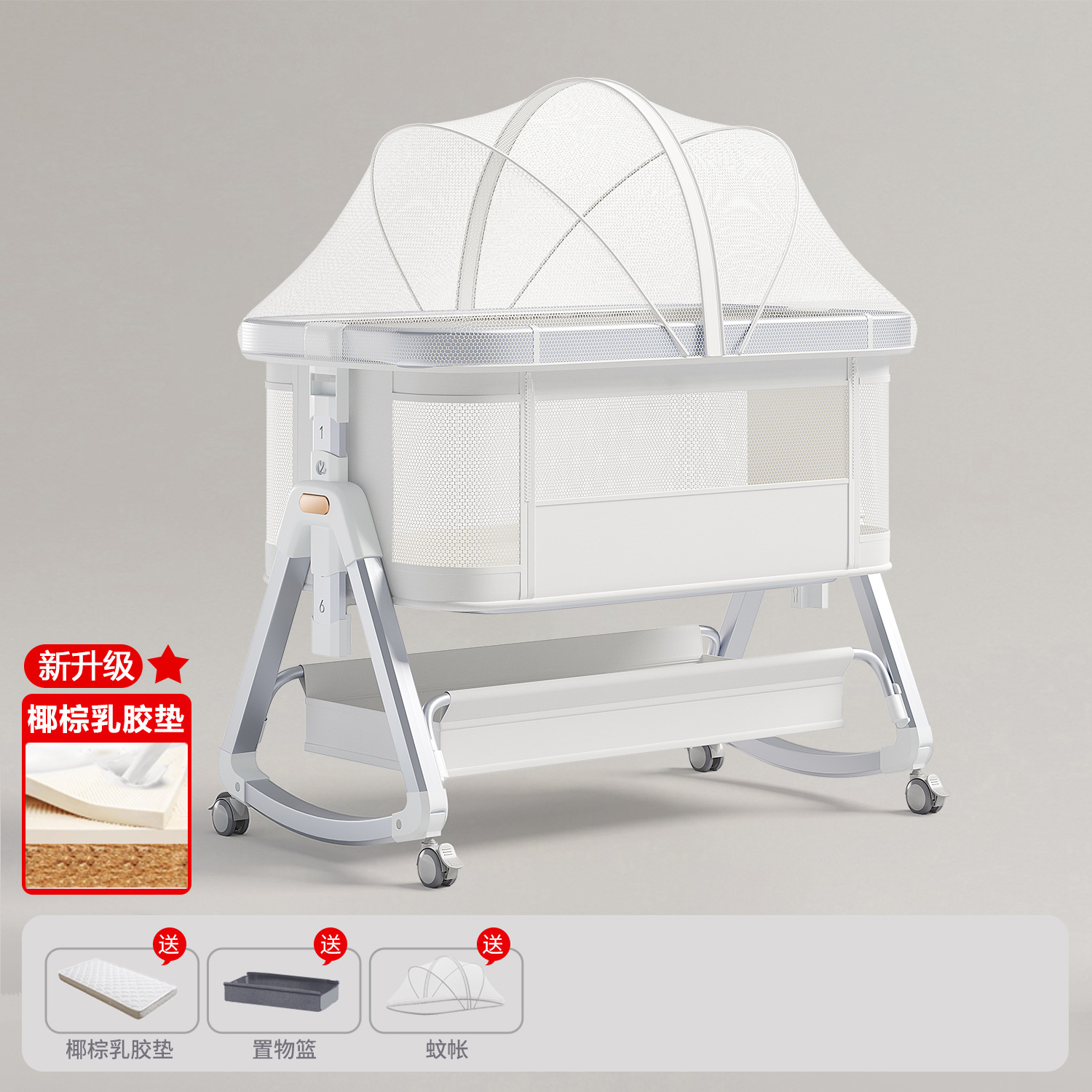 Cama de aleación de aluminio móvil portátil cuna cama plegable multifuncional bb cama recién nacida cama de empalme